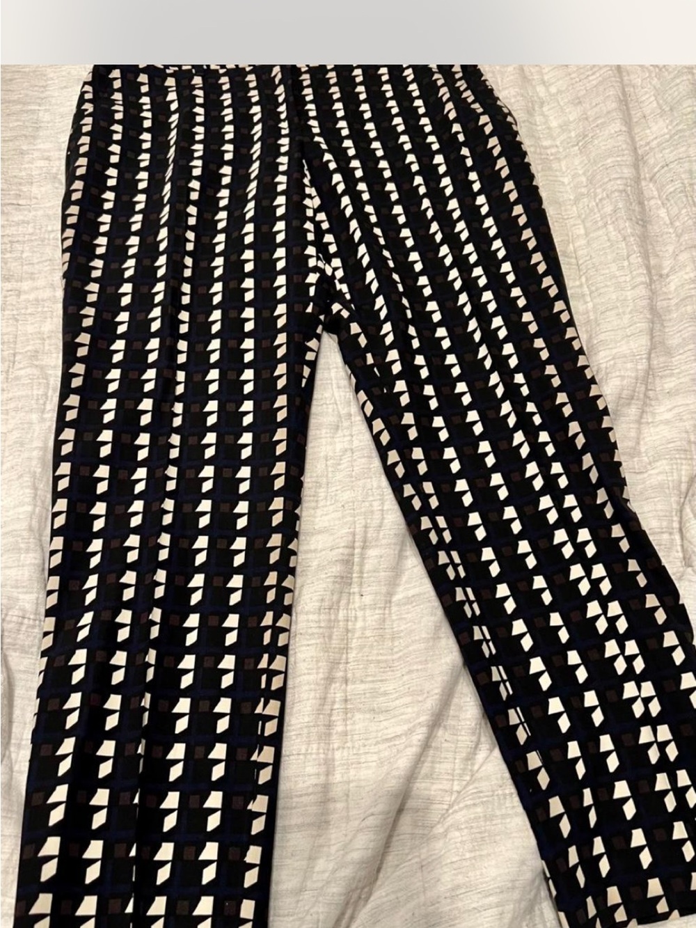 Theory Black & White Geometric Wide-Leg Pants